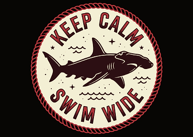 Keep Calm Swim Wide Hammerhead Shark