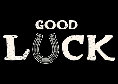 Good Luck Horseshoe Poster, Vintage Lucky Charm Wall Art, Retro Distressed Typography Print