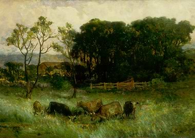 Cows Grazing in a Verdant Field
