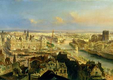 Panoramic view of Paris with Notre Dame