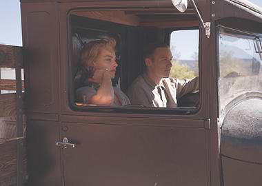 Couple in vintage car