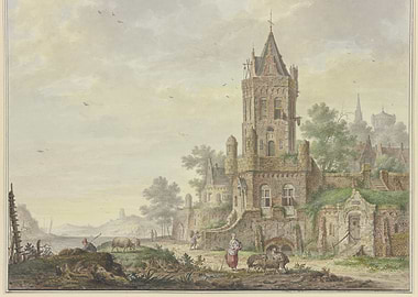 Pastoral Landscape with Ruined Tower and Sheep