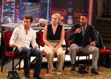 Celebrities on a TV Show Set