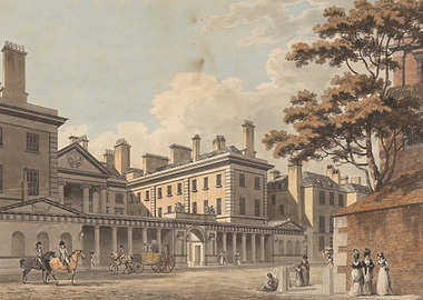 18th Century Courtyard Scene with Carriage