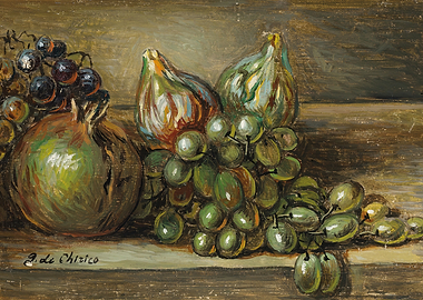 Still Life with Fruit and Signature