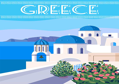 Santorini Greece Travel Poster