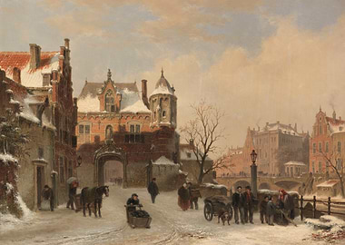 Winter Scene in a European City