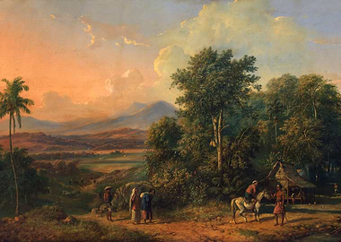 Tropical Landscape with Travelers