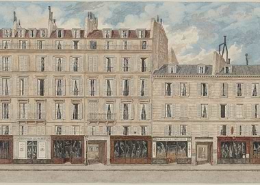 Parisian Street Scene with Buildings and Shops