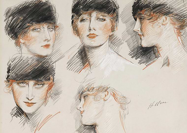 Vintage Fashion Sketches of Women's Faces