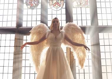 Sophie Turner Angel in a White Dress