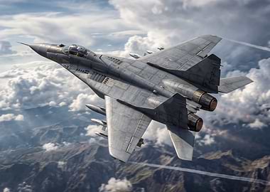 Fighter Jet Flying Over Mountains
