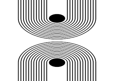 Abstract Rainbow Arches with Black Ovals