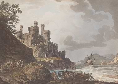 Castle on a cliff overlooking the sea