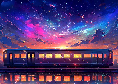 Train Under a Starry Sky
