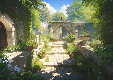 Enchanting Garden Archway with Stone Path