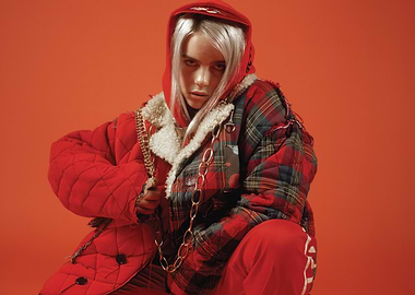 Billie Eilish in Red Outfit
