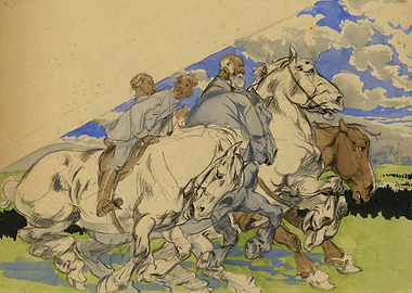 Three men on horseback