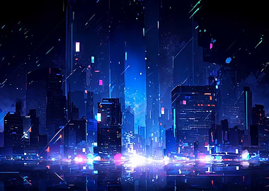 Cyberpunk Cityscape at Night