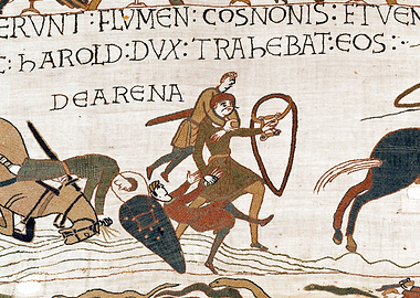Harold Rescues Warriors from Quicksand Bayeux Tapestry Scene 17