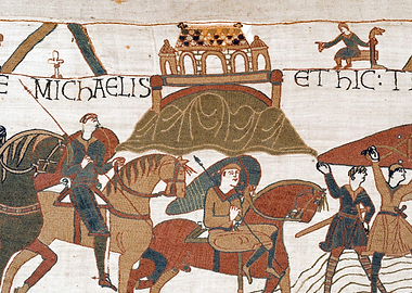 Warriors Ride Past Mont St Michel Bayeux Tapestry Scene 16