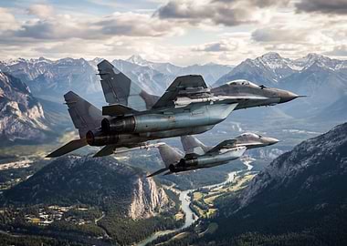 Fighter Jets Flying Over Mountains