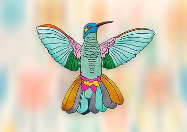 Colorful Hummingbird Illustration