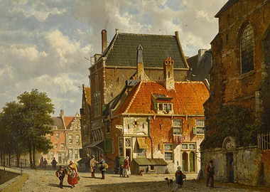 17th Century Dutch Street Scene with Figures