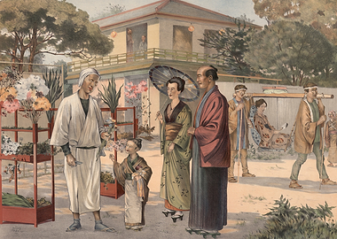 Japanese Flower Market Scene