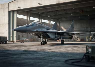 Fighter Jet in Hangar