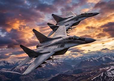 Fighter Jets Flying Over Mountains