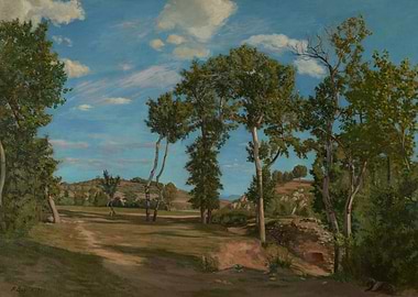 Pastoral Landscape with Trees and Hills