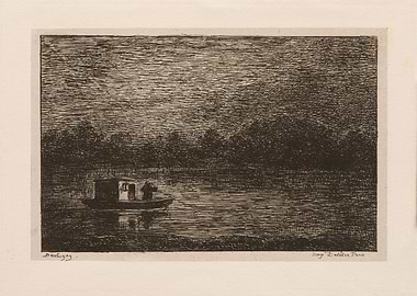 River scene with boat and trees