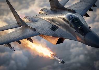 Fighter Jet Fires Missile