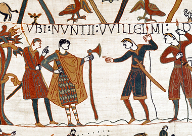 William's Messengers Talk to Guy of Ponthieu Bayeux Tapestry Scene 10