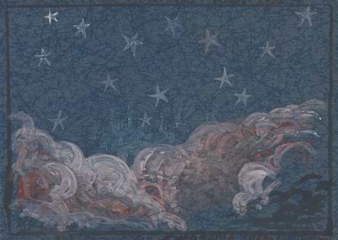 Dreamy Night Sky with Clouds and Cityscape