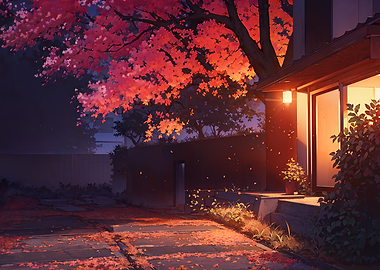 Autumn evening at a Japanese house