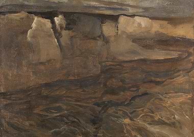 Impressionistic Cliff and Water Landscape