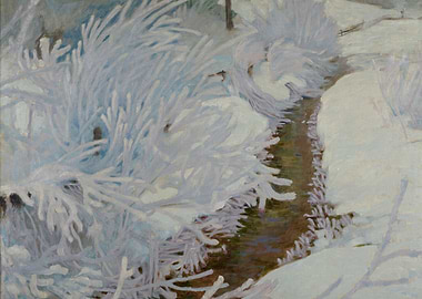 Winter Stream with Frosted Branches