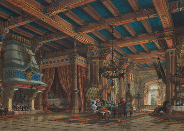 Opulent Medieval Interior with Figures