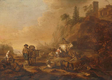 Pastoral Landscape with Figures and Animals
