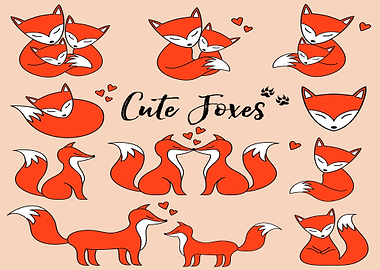 Cute Foxes Illustration