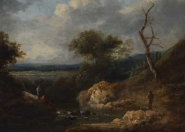 Stormy Landscape with Figures by a River
