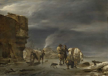 Winter Scene with Figures and Horse