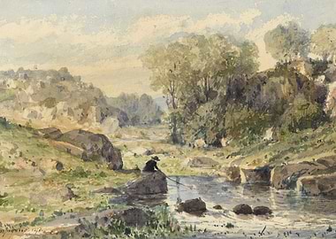 Fisherman by a Stream