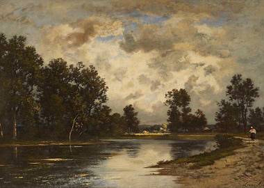 Lakeside Landscape with Figure