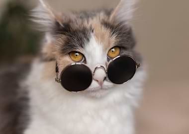 Cat Wearing Round Sunglasses