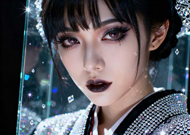 Glamorous Woman in Embellished Kimono