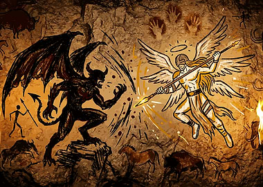 Angel vs Demon Cave Painting
