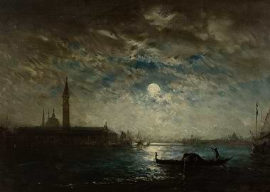Moonlit Venice Canal Scene